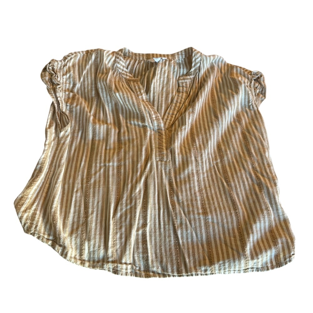 Time and Tru Beige Striped A-Line Skirt